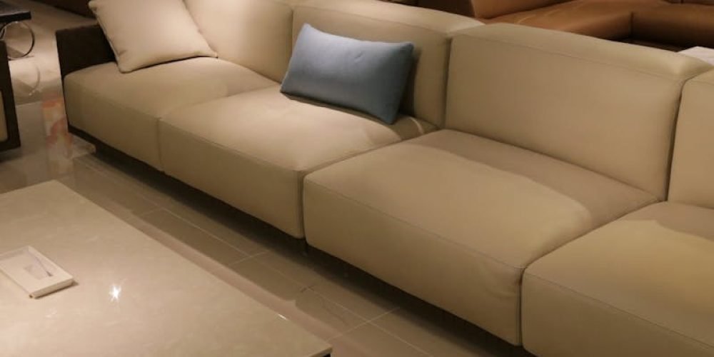 Elegant living room showcasing modern furniture with plush sofas and ambient lighting.